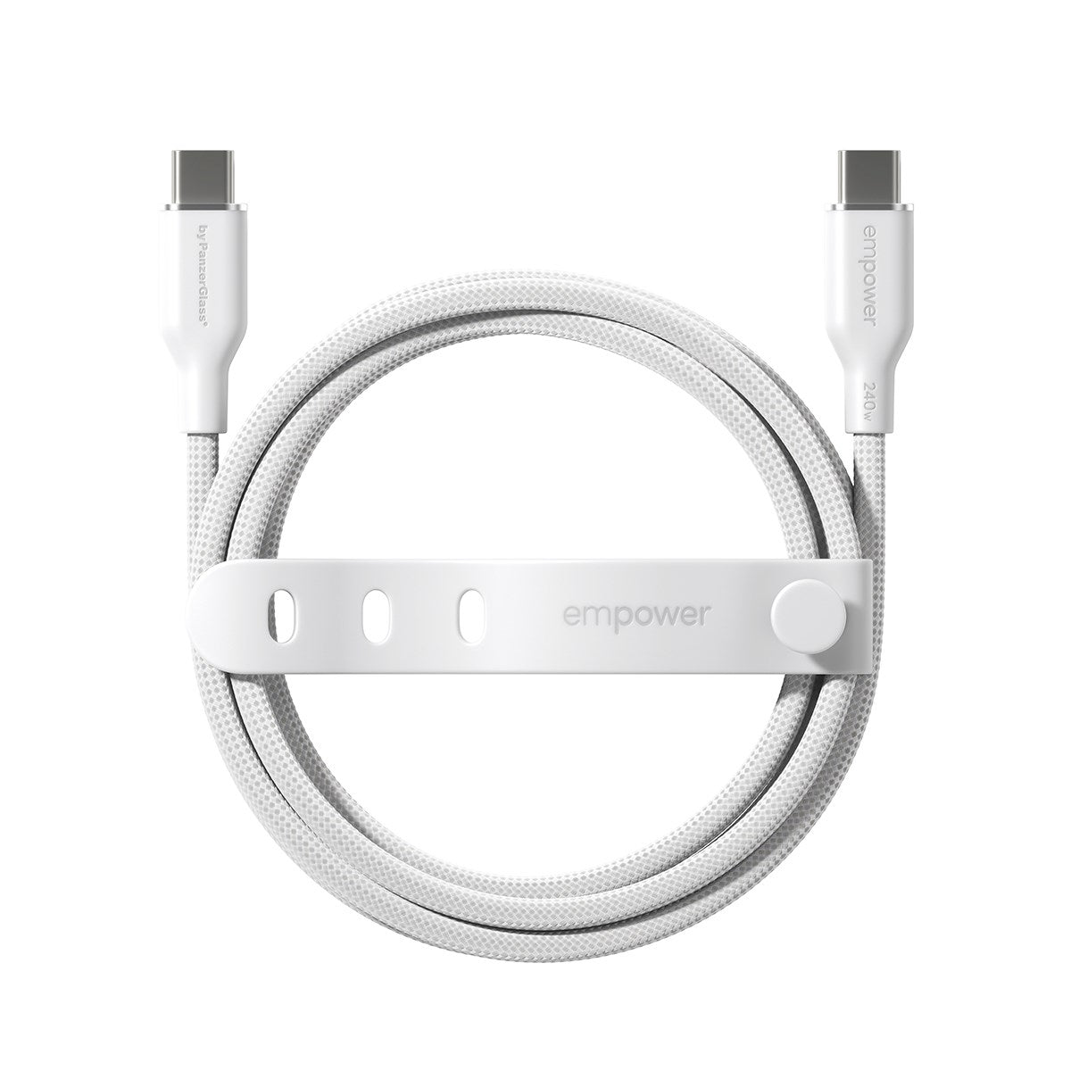 empower by PanzerGlass® Racing 240W USB-C to USB-C Kabel | USB 2.0 | 1.2M | Silber Weiss